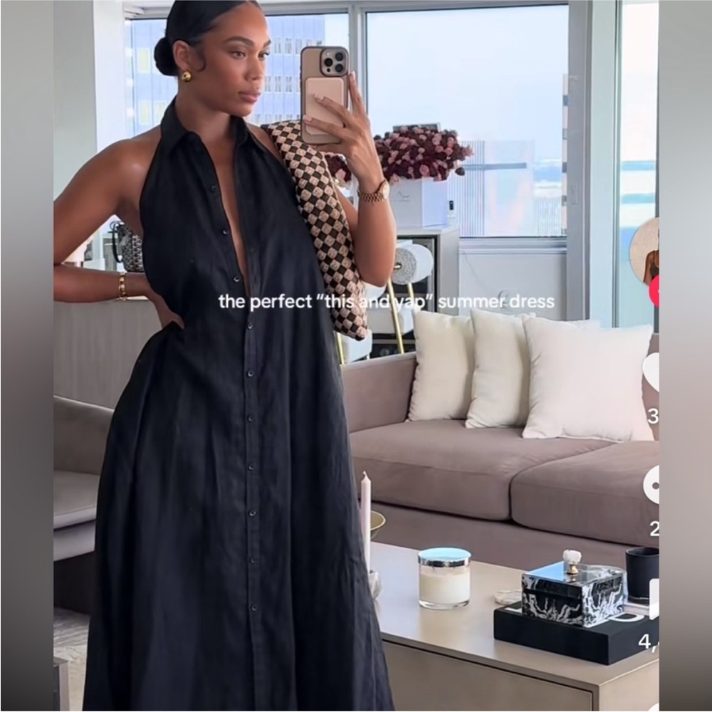 Zara 100% LINEN HALTER DRESS ZW COLLECTION